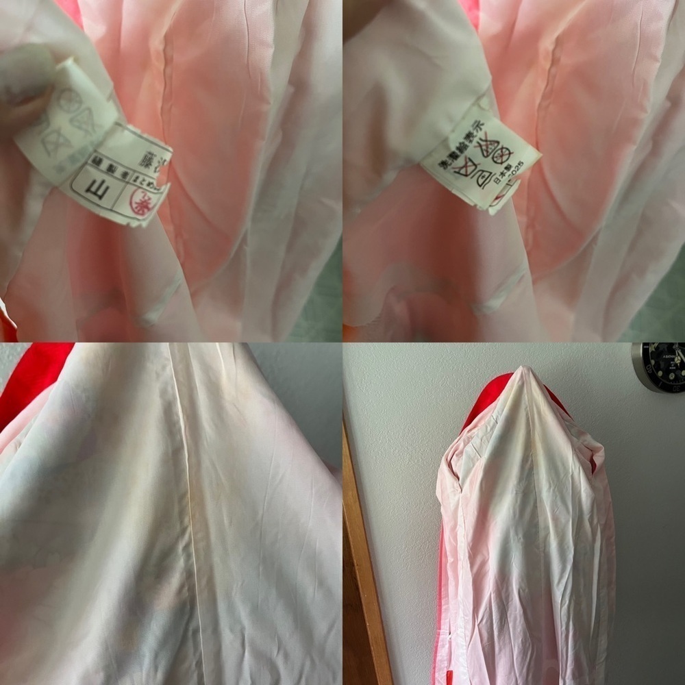 VINTAGE Girl's Pink Kimono Butterflies Flowers Ombre w/ Orange Tie - Picture 4 of 16